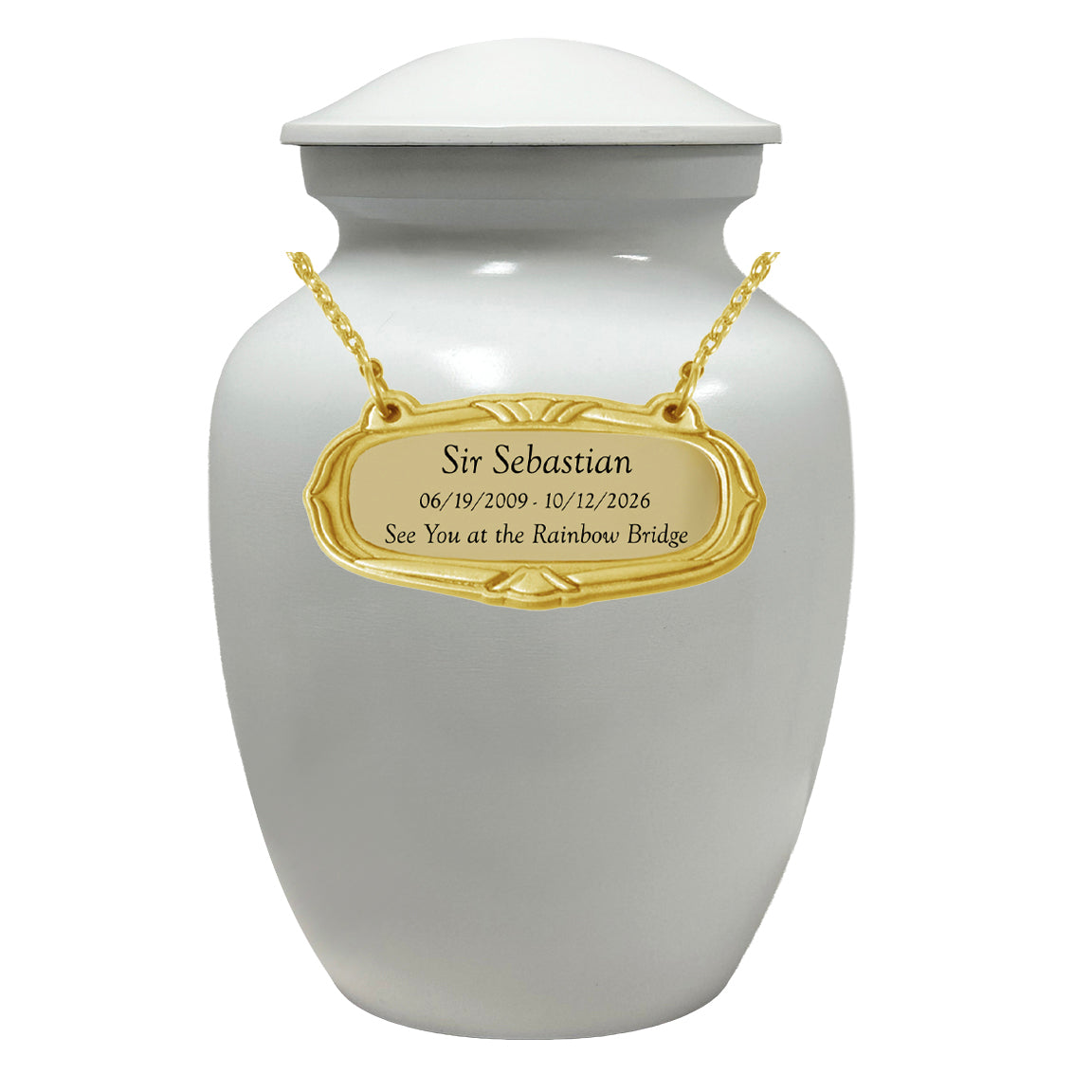 Pet Gold Medallion Urn Name Plate - Dog or Cat