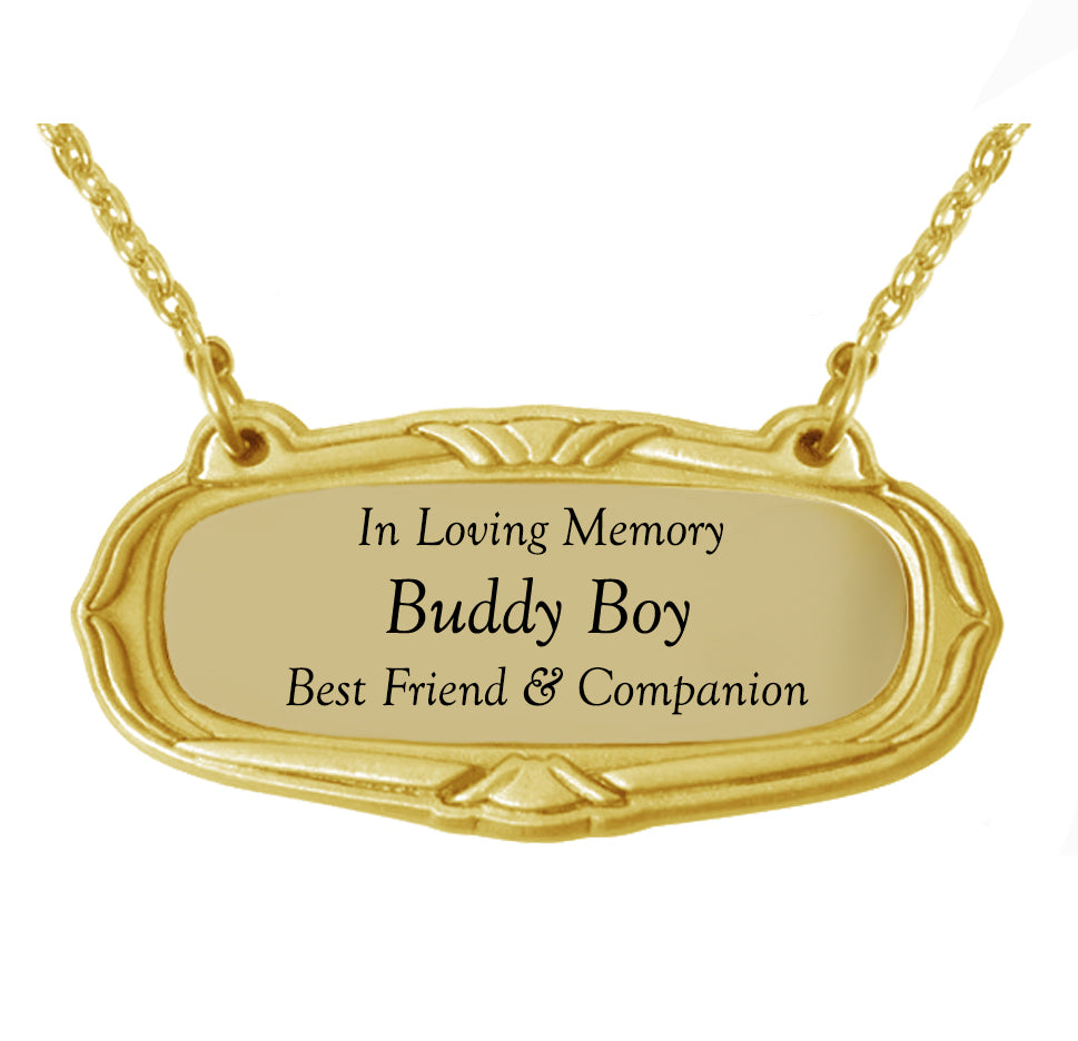 Pet Gold Medallion Urn Name Plate - Dog or Cat