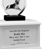 Pet Memorial White Urn & 3D Crystal Heart Set