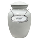 Pet Pewter Medallion Urn Name Plate - Dog or Cat