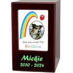 Paw Rainbow Pet Urn - Dogs or Cats Wood Urn