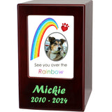 Paw Rainbow Pet Urn - Dogs or Cats Wood Urn