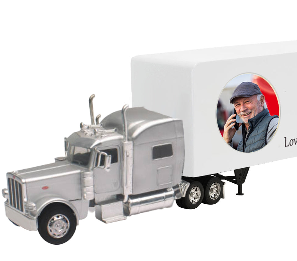 Trailer Cremation Urn & Peterbilt 389 Silver Truck Sleeper Décor