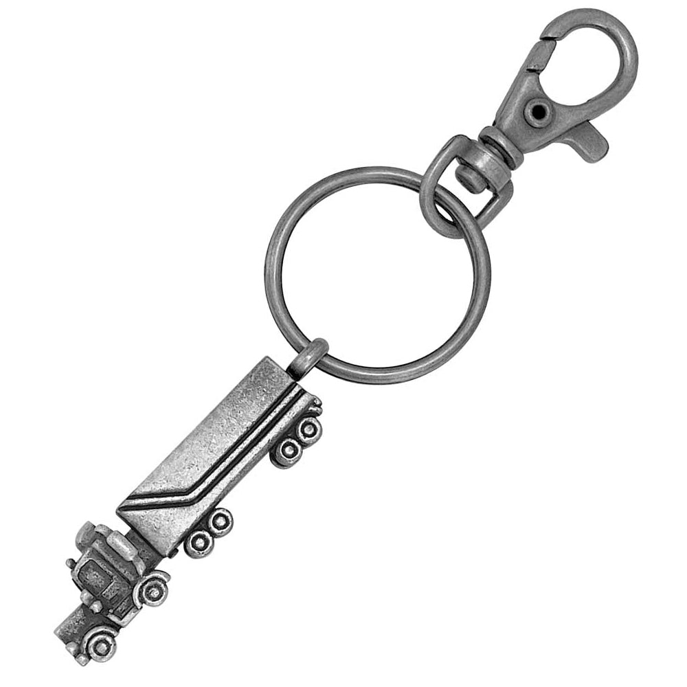 18 Wheeler Semi Truck Blackened Stainless Keychain Urn