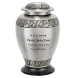 Pewter Leaves Adult Cremation Urn - Professional Engraving