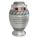 Pewter Leaves Medium Urn - Tribute Wreath™ Option - Pro Diamond Engraving
