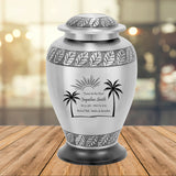 Silver Palm Trees Adult Cremation Urn - Pro Diamond Engraving
