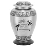 Silver Palm Trees Adult Cremation Urn - Pro Diamond Engraving