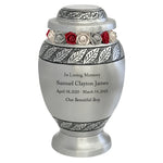 Pewter Leaves Child Urn - Tribute Wreath™ Option - Pro Diamond Engraving