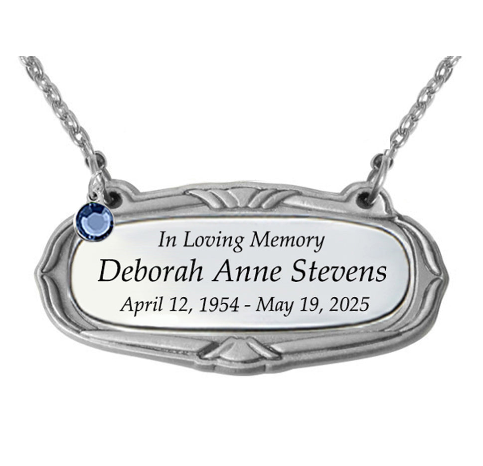 Pewter Medallion Urn Name Plates - Birth & Passing Stone Option