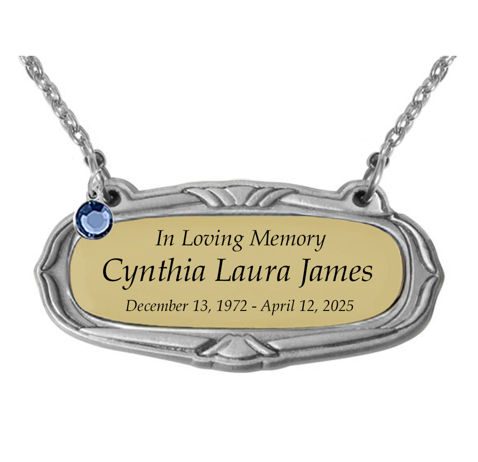 Gold & Pewter Medallion Urn Name Plates - Birth & Passing Stone Option