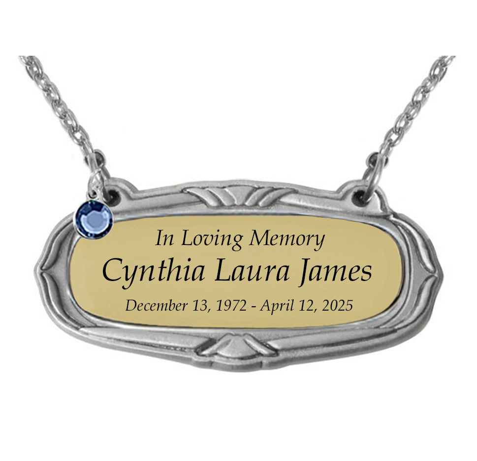 Gold & Pewter Medallion Urn Name Plates - Birth & Passing Stone Option
