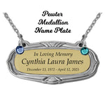 Gold & Pewter Medallion Urn Name Plates - Birth & Passing Stone Option