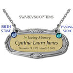 Gold & Pewter Medallion Urn Name Plates - Birth & Passing Stone Option