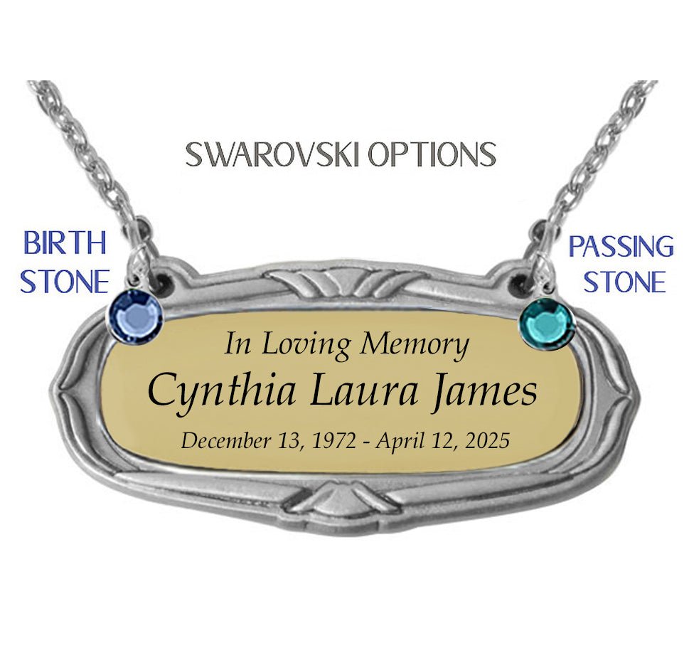 Gold & Pewter Medallion Urn Name Plates - Birth & Passing Stone Option