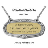 Gold & Pewter Medallion Urn Name Plates - Birth & Passing Stone Option