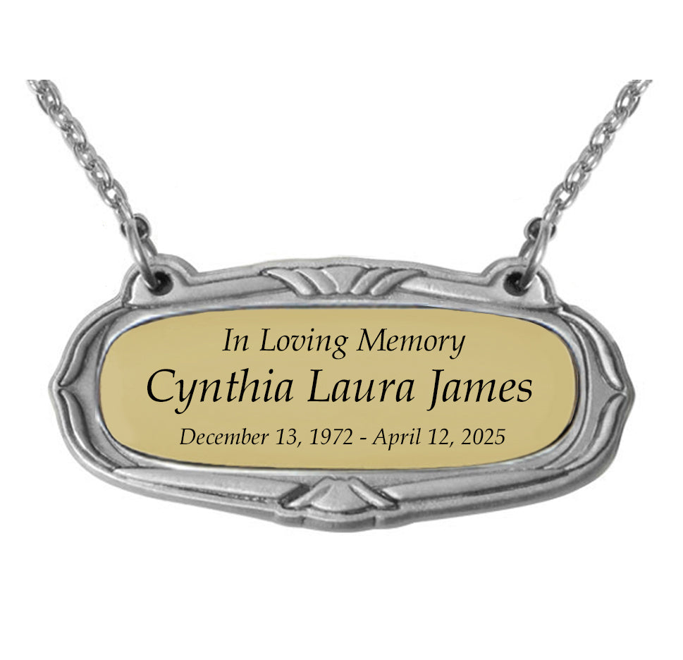 Gold & Pewter Medallion Urn Name Plates - Birth & Passing Stone Option
