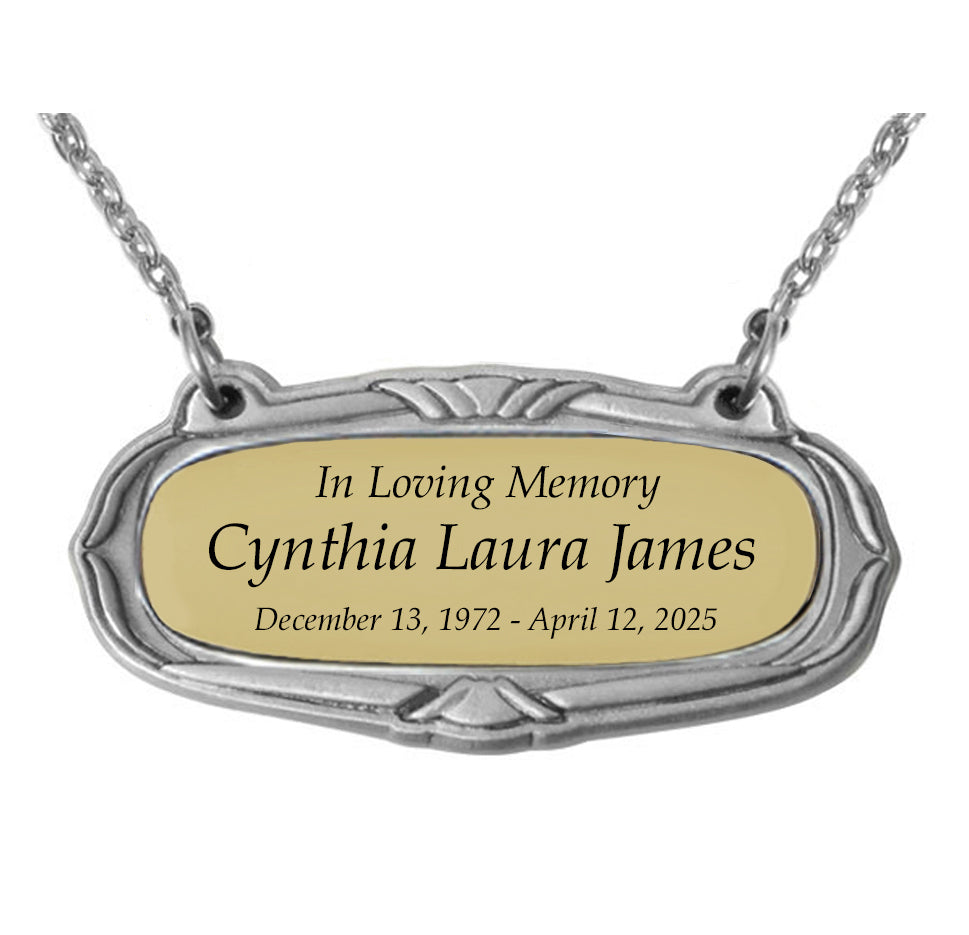 Gold & Pewter Medallion Urn Name Plates - Birth & Passing Stone Option