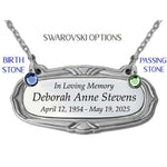 Pewter Medallion Urn Name Plates - Birth & Passing Stone Option