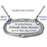 Pewter Medallion Urn Name Plates - Birth & Passing Stone Option