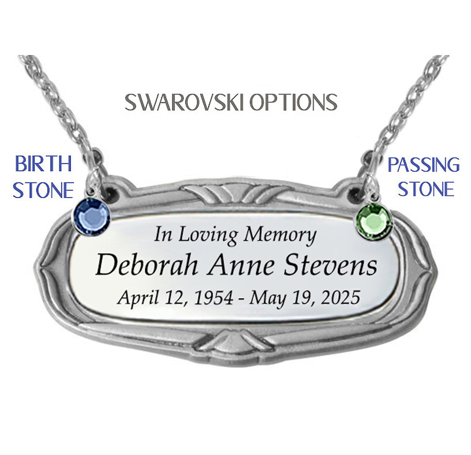 Pewter Medallion Urn Name Plates - Birth & Passing Stone Option