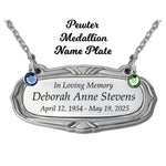 Pewter Medallion Urn Name Plates - Birth & Passing Stone Option