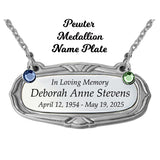 Pewter Medallion Urn Name Plates - Birth & Passing Stone Option