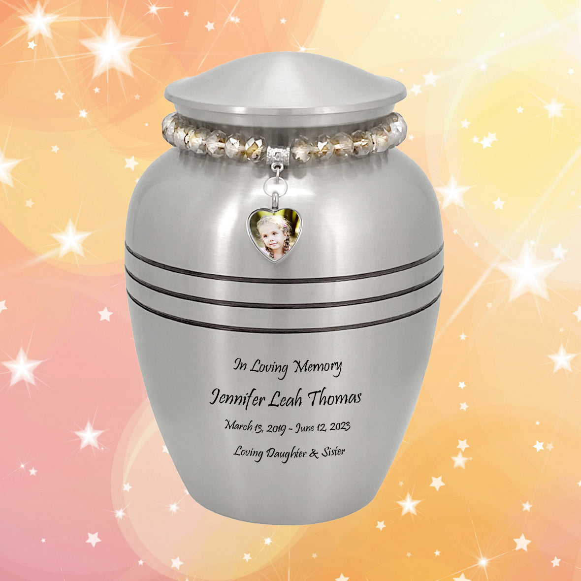 Pewter Photo Heart Bracelet Child Urn