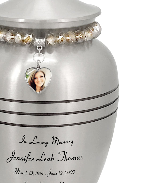 Pewter Photo Heart Bracelet Medium Adult Urn