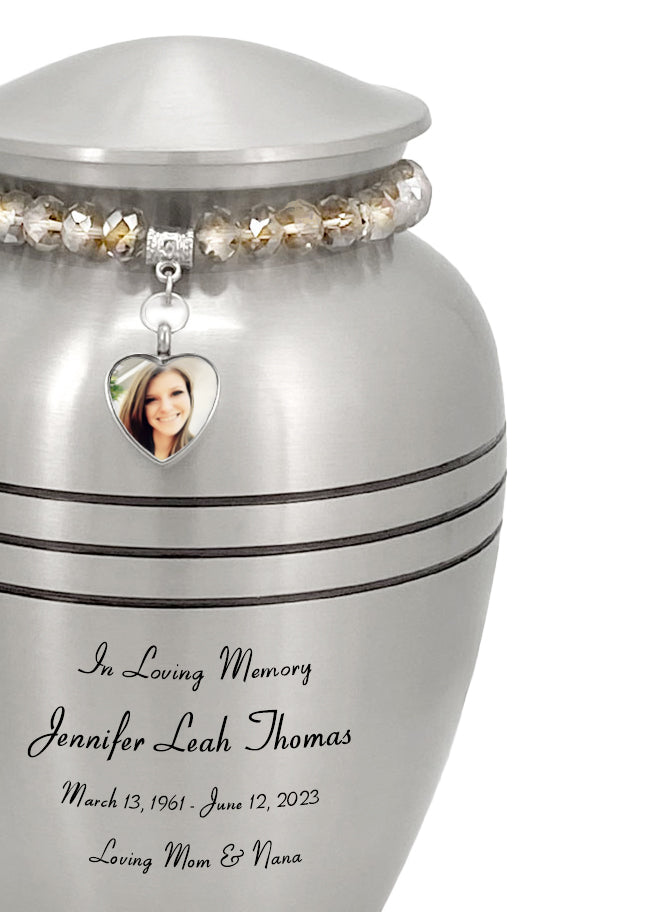 Pewter Photo Heart Bracelet Medium Adult Urn