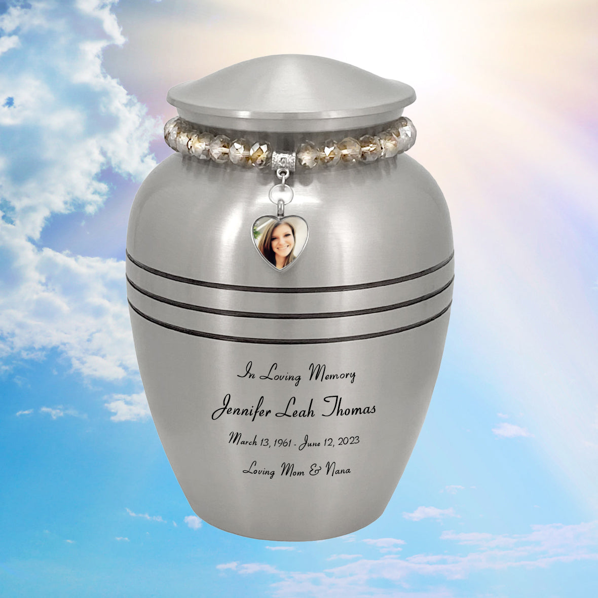 Pewter Photo Heart Bracelet Medium Adult Urn