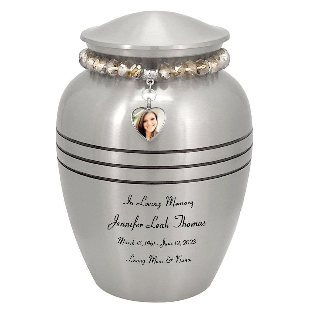 Pewter Photo Heart Bracelet Medium Adult Urn