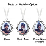 Pewter Frame Photo Urn Medallion - Name & Birthstone Option