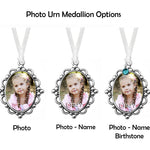Pewter Frame Photo Urn Medallion - Name & Birthstone Option