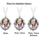 Pewter Frame Photo Urn Medallion - Name & Birthstone Option