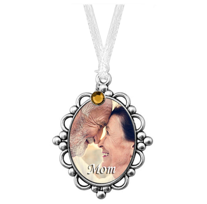 Pewter Frame Photo Urn Medallion - Name & Birthstone Option