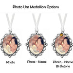 Pewter Frame Photo Urn Medallion - Name & Birthstone Option