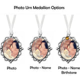Pewter Frame Photo Urn Medallion - Name & Birthstone Option