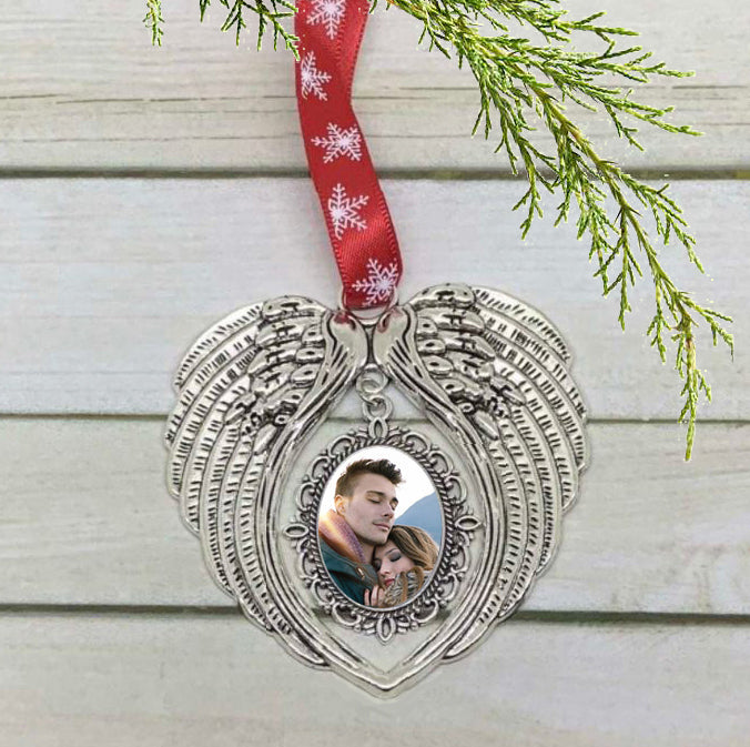 Angel Wing Photo Christmas Ornament - Love Charms® Option