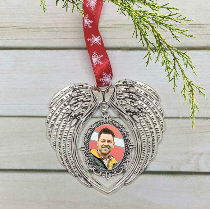 Angel Wing Photo Christmas Ornament - Love Charms® Option