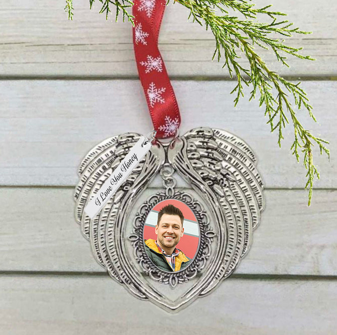 Angel Wing Photo Christmas Ornament - Love Charms® Option