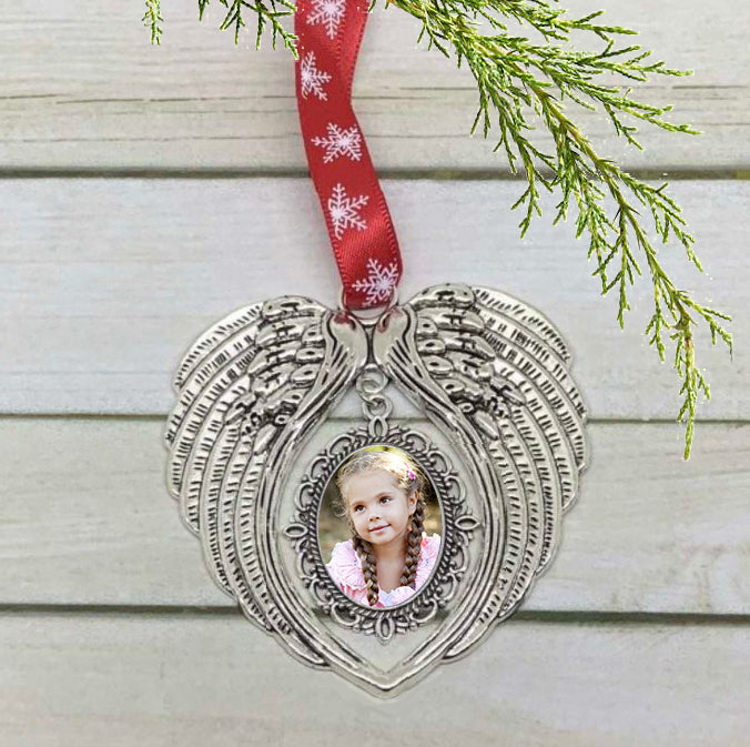 Angel Wing Photo Christmas Ornament - Love Charms® Option