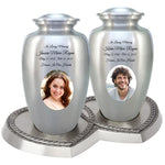 Eternal Love Pewter Photo Companion Urns Heart Base Urns for Mom And Dad Free Engraving