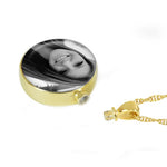 Black & White Round Gold Photo Pendant Urn - Love Charms Option
