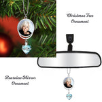 Crystal Heart Urn & Photo Medallion Christmas Ornament