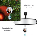 Crystal Heart Urn & Photo Medallion Christmas Ornament