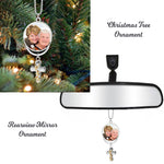 Rose Cross Urn & Photo Medallion Christmas Ornament