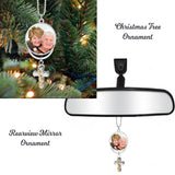 Rose Cross Urn & Photo Medallion Christmas Ornament