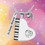 Piano Crystal Heart Creamtion Necklace Urn - Love Charms™ Option
