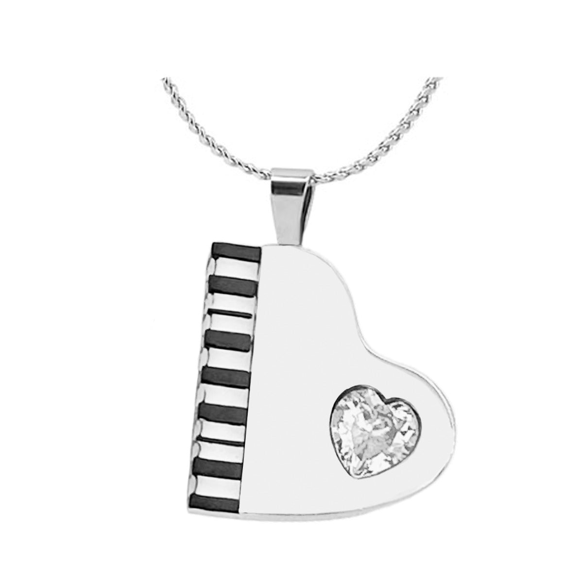 Piano Crystal Heart Creamtion Necklace Urn - Love Charms™ Option